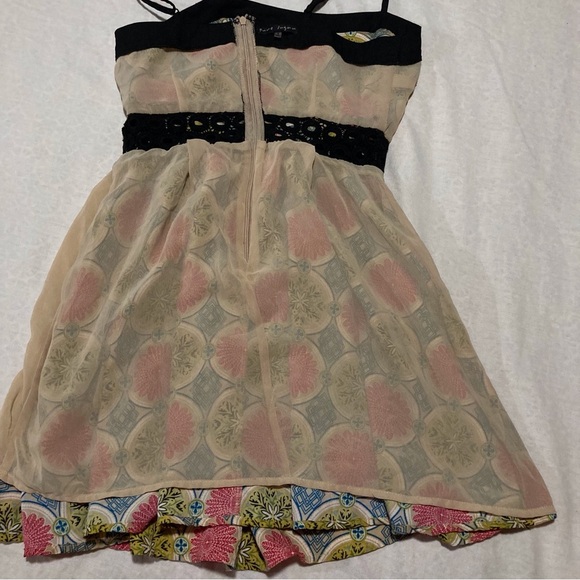 pure sugar Mini Dress with Black Lace Waistline | Vibrant Medallion Print - Picture 8 of 15